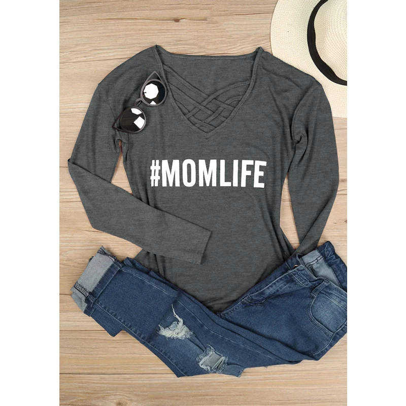 Футболка женская Сетчатая футболка BTS Femme Harajuku топы женские Mom Life Criss-Cross с v-образным вырезом повседневные буквы Chulianyouhuo