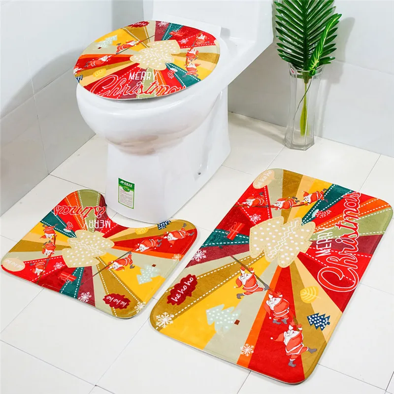 3pcs Bath Mats Bathroom Carpet Toilet Floor Mat Non Slip Carpet Toilet