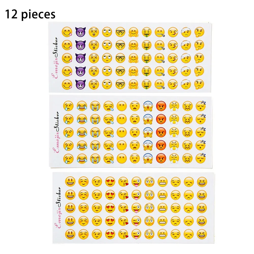 12 sheets lot cute emoji smile sticker for notebook diary message