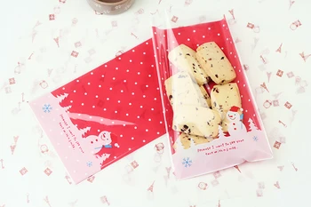 

200pcs/12x20cm Christmas Smiling Snowman flat pocket bag ,of cookies chocolate cake baking candy packing bag