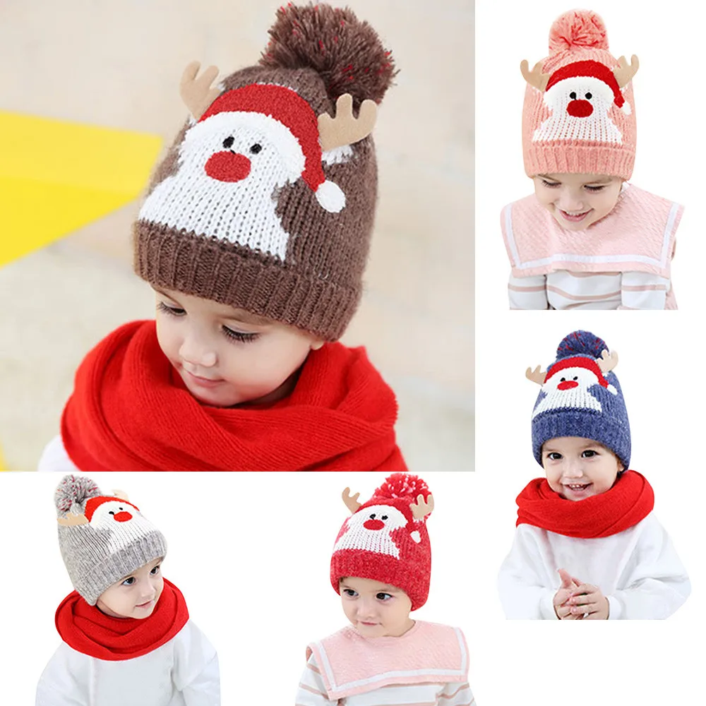 

New Baby Cap For Girls Cap Baby Kids Beanie For Boys Girls Cap Cotton Knitted Ball Warm Christmas Hats Knitted Children's Hats