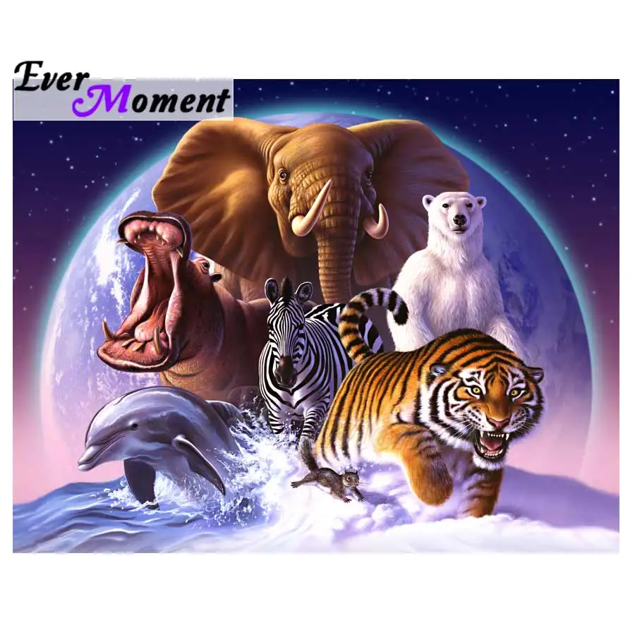 Стразы с алмазной вышивкой Ever Moment квадратные слона тигра дельфина бегемота