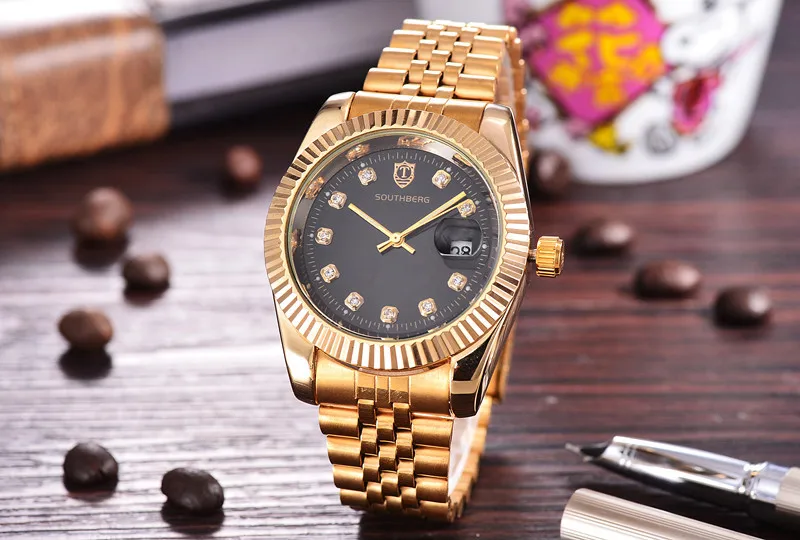 Acheter 8 couleurs de mode SOUTHBERG marque relogio De Luxe femmes Casual montres étanche montre femmes mode Robe Strass montre