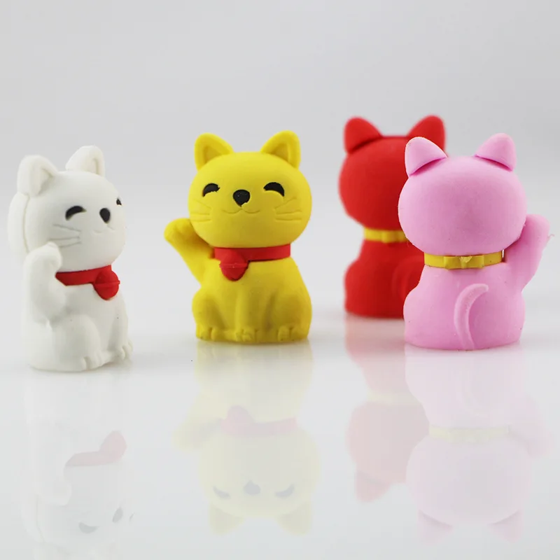 20pcs/lot Kawaii Stationery Cute Creative Plutus cat pencil rubber erasers for kids Cleaner