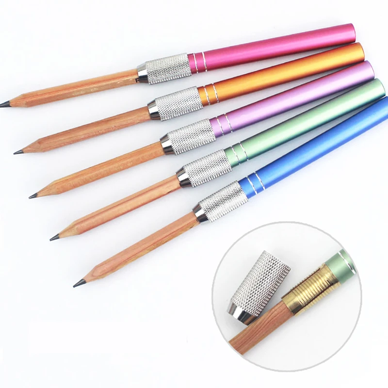 

2pcs/set Portable Metal Pencil Extenders Kawaii Stationery Colorful Multifunction Adjustable Pencil Extender Holder