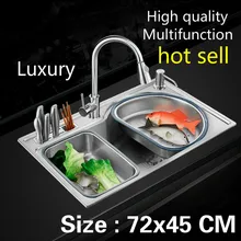 Стандартная кухонная раковина пищевая 304 нержавеющая сталь модная большая с одним слотом горячая Распродажа 72X45 см
