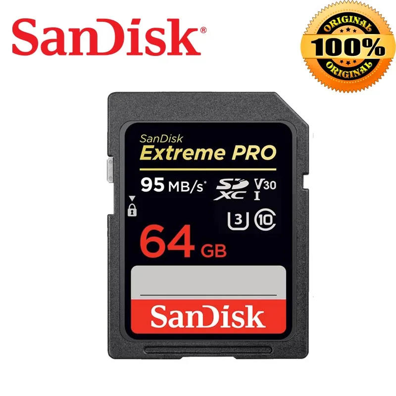 Карта памяти SanDisk 128gb Extreme Pro SDHC/SDXC, sd-карта до 95 МБ/с./с, 32 ГБ, 64 ГБ, 512 ГБ, 256 ГБ, класс 10, U3, UHS-I, 4K для DSLR камеры