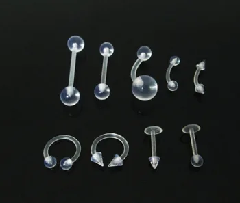 

Acrylic Transparent Navel Ring Eyebrow Nail Nose Ring Body Piercing Jewelry For Women Septum Piercing Clip Jewelry Gift 2pc