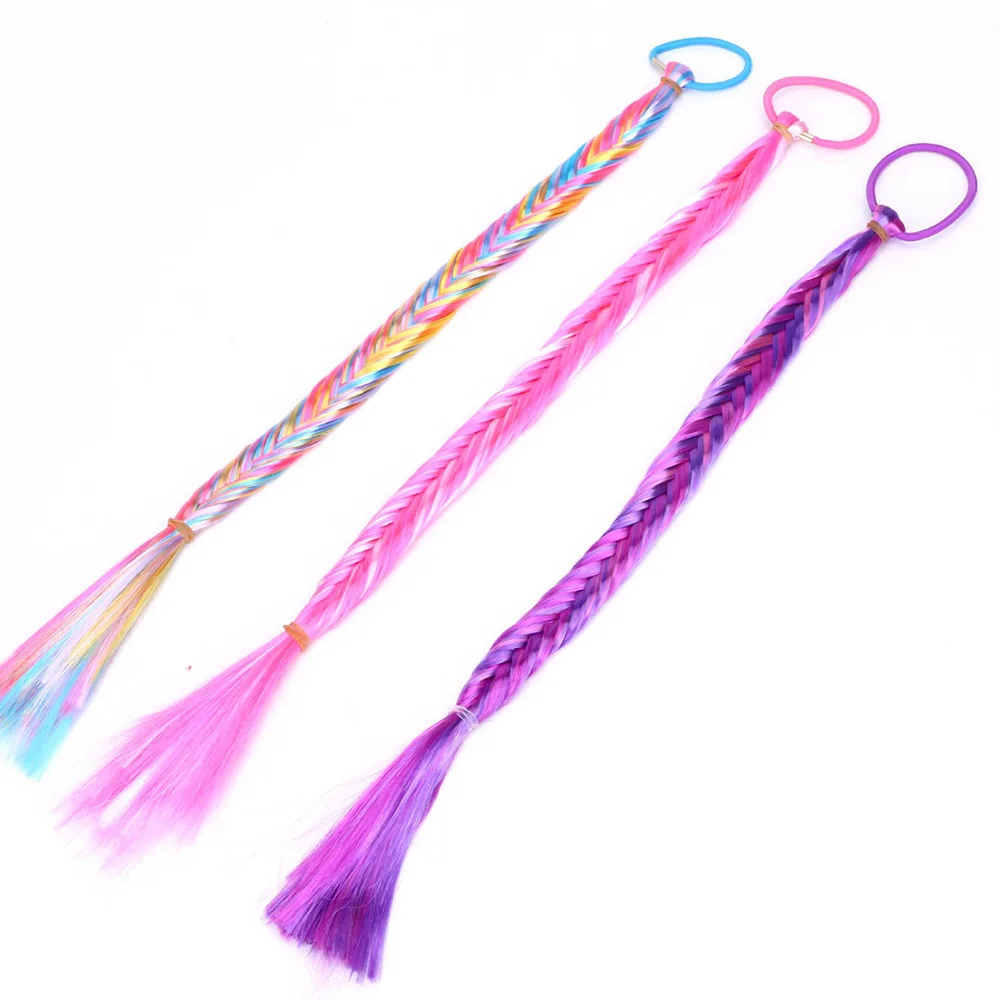

Children's Wig Twist Braids Rubber Band Fringed Princess Gradient Color Pony Tail Hair Accessories