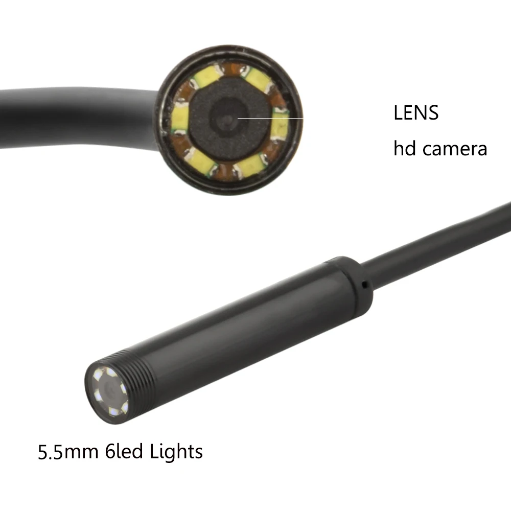 JCWHCAM 5,5 мм USB эндоскоп водонепроницаемый OTG 6 светодиодный осмотр бороскоп трубка змея мини камера для Android для ПК 10 м длинный кабель