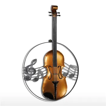 

61cm Violin Figurine Ornament Modern Metal Home Decor Themed Wall Hangings Decor Music Theme Instrument Craft Gift R2101