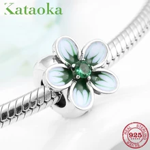 Горячая 925 пробы серебряные вихревые пробки Бусины зеленые CZ цветы подходят Pandora Подвески Серебряные Оригинальные браслеты для изготовления ювелирных изделий