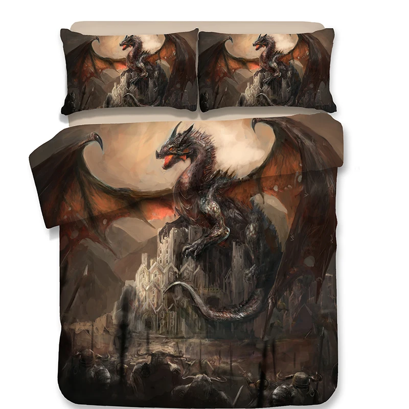 

Free shipping Novelty Gift Cool Monster Dragon Pattern Bedding Duvet Cover Set+2pcs Pillow Case Sham UK AU US Size
