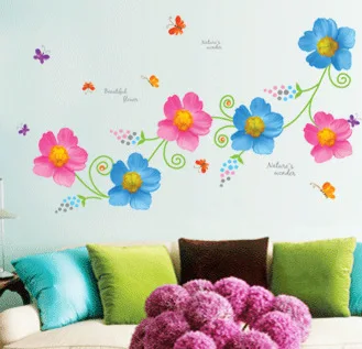 

Colorful butterfly flower Tree Wall Stickers Art Decals Girls Women Flower Mural Vinyl Wallpaper Home Living Room Bedroom Decor