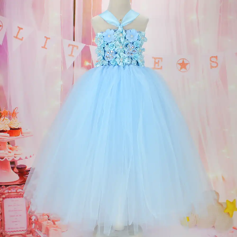Moda Flor Ninas Azul Claro Vestido Cumpleanos Tutu Vestido Nina Para Accesorios Para Fotografia Para Ninas Tutu Para Fiesta De Bebe Aliexpress