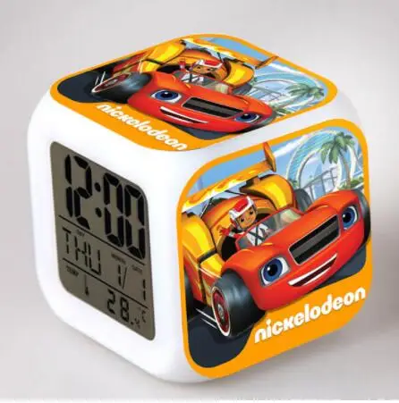 Blaze and Monster Machines светодиодный цифровой будильник часы reloj despertador de cateceira horloge digitale детские игрушки подарки - Цвет: Розовый