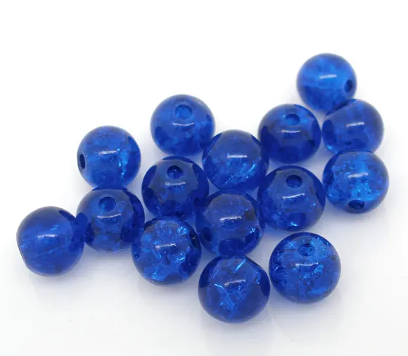 DoreenBeads, стеклянные бусины, Круглые, темно-синие, Crackle, около 6,0 мм(2/") Диаметр, отверстие: около 1,0 мм, 65 шт., новинка