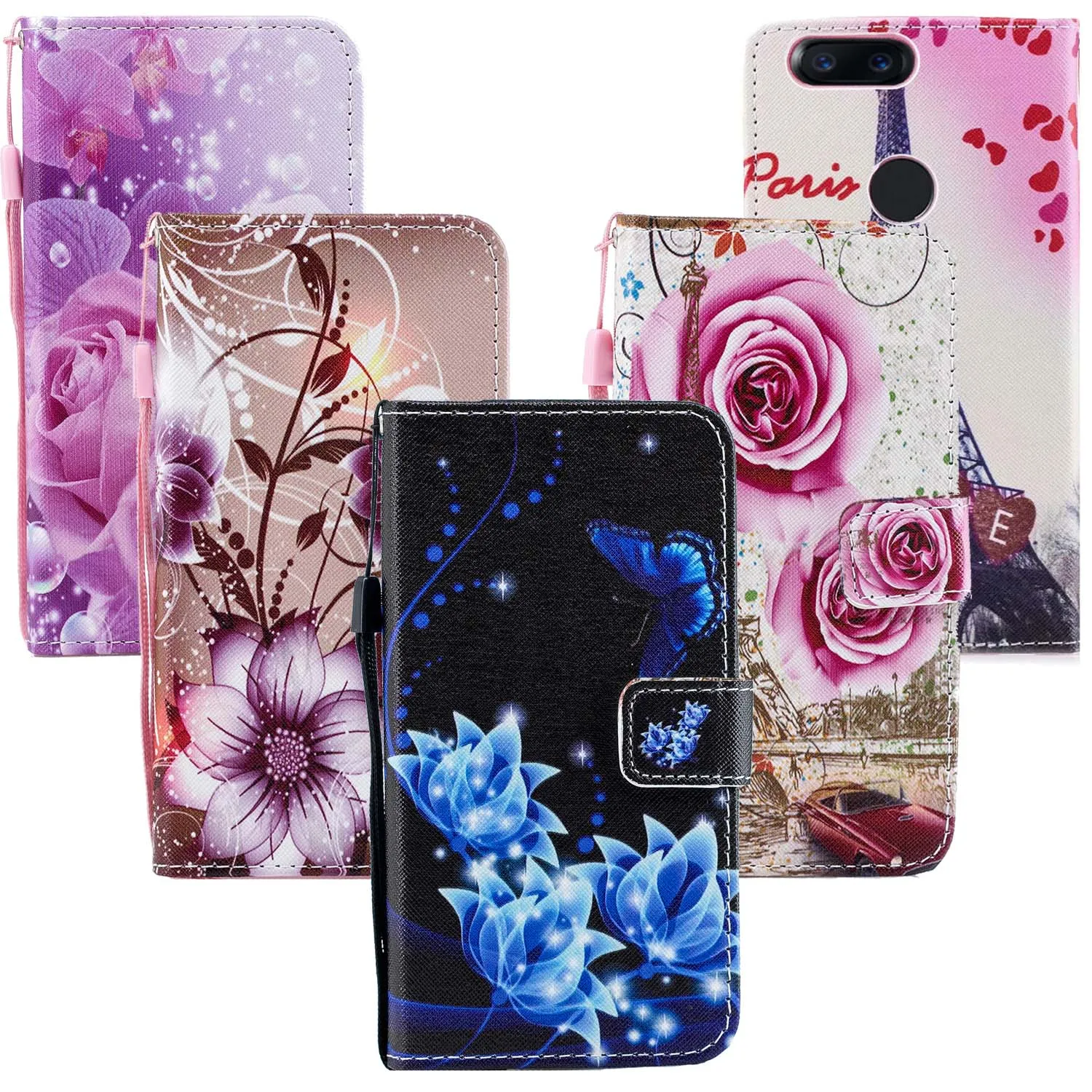 

One Plus 5T 6T Flower Leather Cases For Oneplus 6T A6010 A6013 Case Oneplus 5T A5010 Flip Cover 1+ 5T 6T Wallet Phone Bag Coque