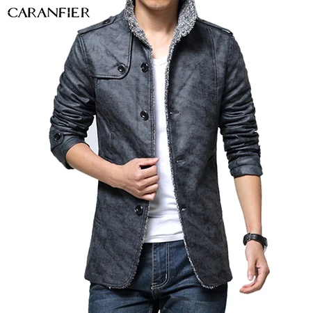 CARANFIER мужские кожаные куртки зимнее теплое пальто Плюс Толстая Верхняя одежда Байкерская мотоциклетная Мужская куртка водонепроницаемая не царапающаяся L-8XL - Цвет: Dark Blue