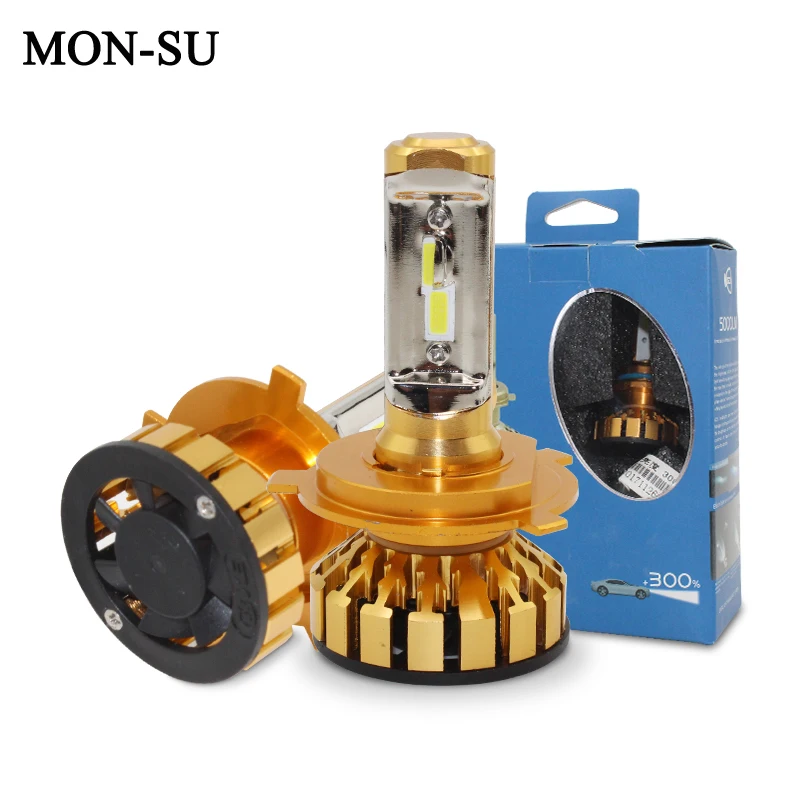 

MON-SU 2pcs Car LED H4 H7 HB3 HB4 Headlight Bulbs 9005 9006 H1 H3 9012 12V 24V LED Automobiles Lights 50W 10000LM 6000K