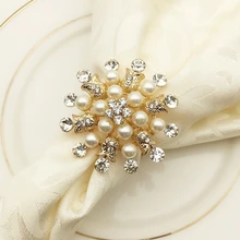 SHSEJA-anillos de servilleta de aleación de oro y plata, hebilla de servilleta, Decoración de mesa para hotel, boda y fiesta, 12 Uds.