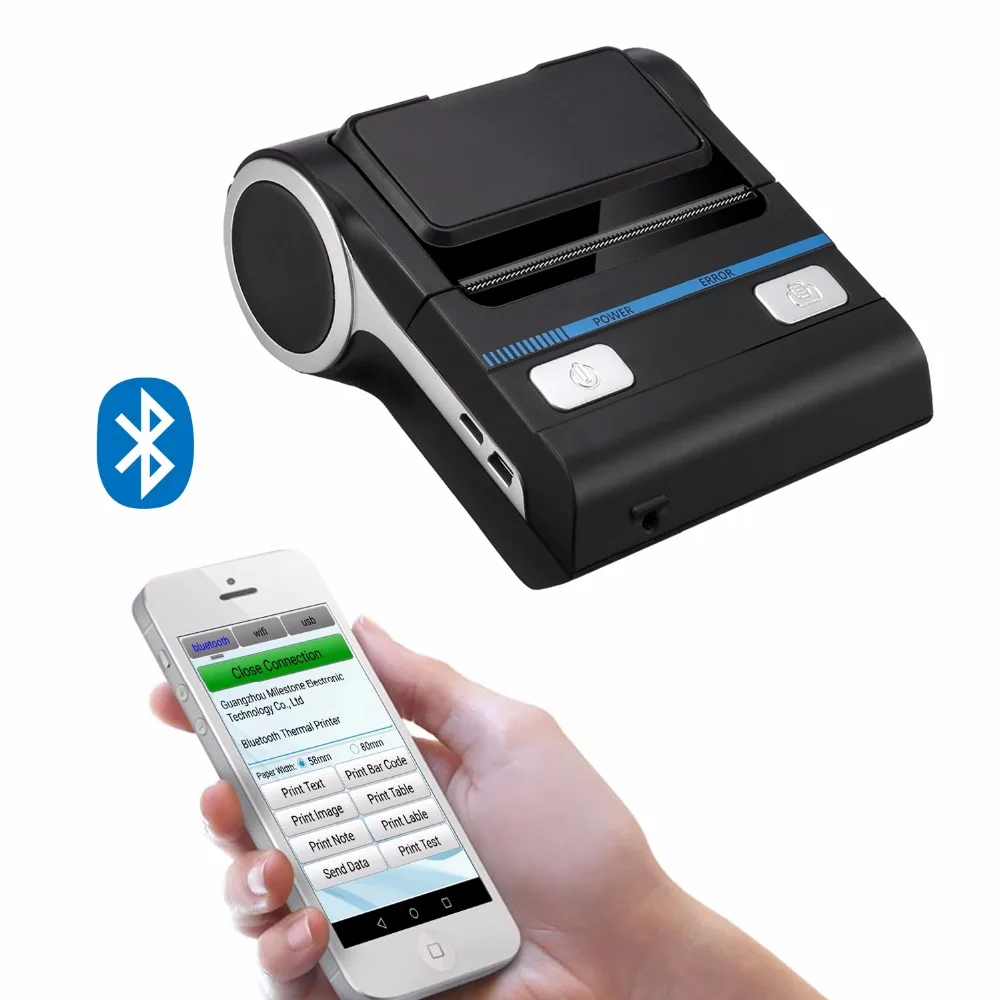 Milestone Free Shipping Mobile Printer Android IOS Bluetooth Thermal Printer Mini Bluetooth Thermal Receipt Printer MHT-P8001
