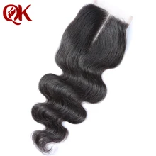 QueenKing Hair Brazilian Lace Closure Body Wave Remy Hair 3.5″x 4″ French Lace 10-18 Inches Natural Color Human Hair Closure