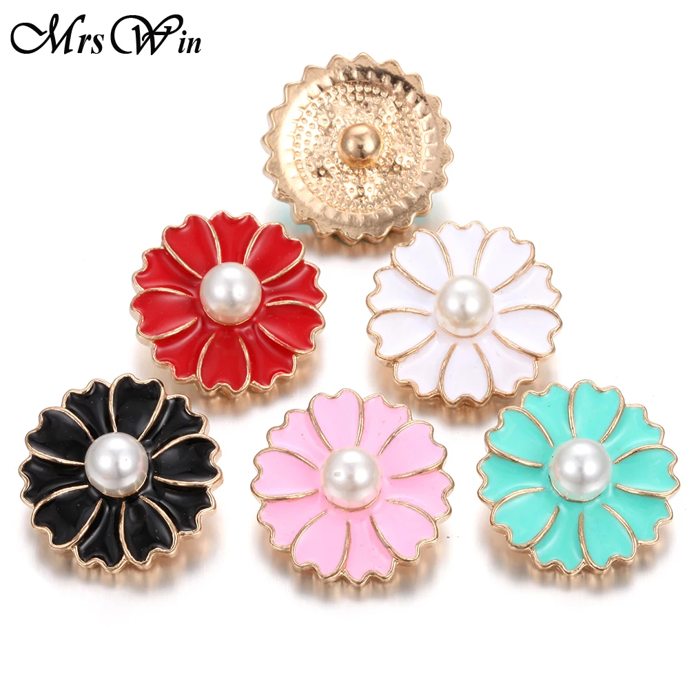 

6pcs/lot New Gold Snap Button Jewelry Oil Painting Flowers Snaps Buttons for 18MM Snap Bracelet Bangles Snaps Jewelry