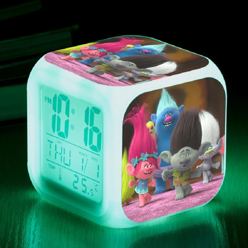 

Trolls Movie LED light Alarm Clocks Trolls Figures Poppy Trolls PVC Figures Doll Branch Toy Trolls Biggie Figures Light Up Toys
