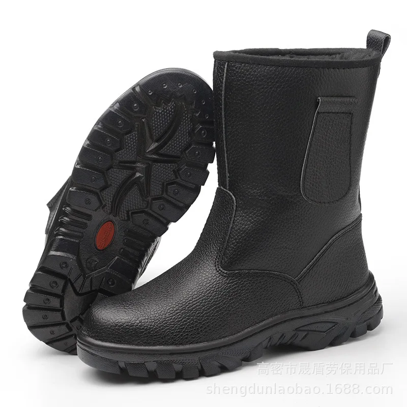Зимняя мужская рабочая обувь со стальным носком; теплые дышащие мужские повседневные ботинки; непромокаемая обувь черного цвета; NO 47