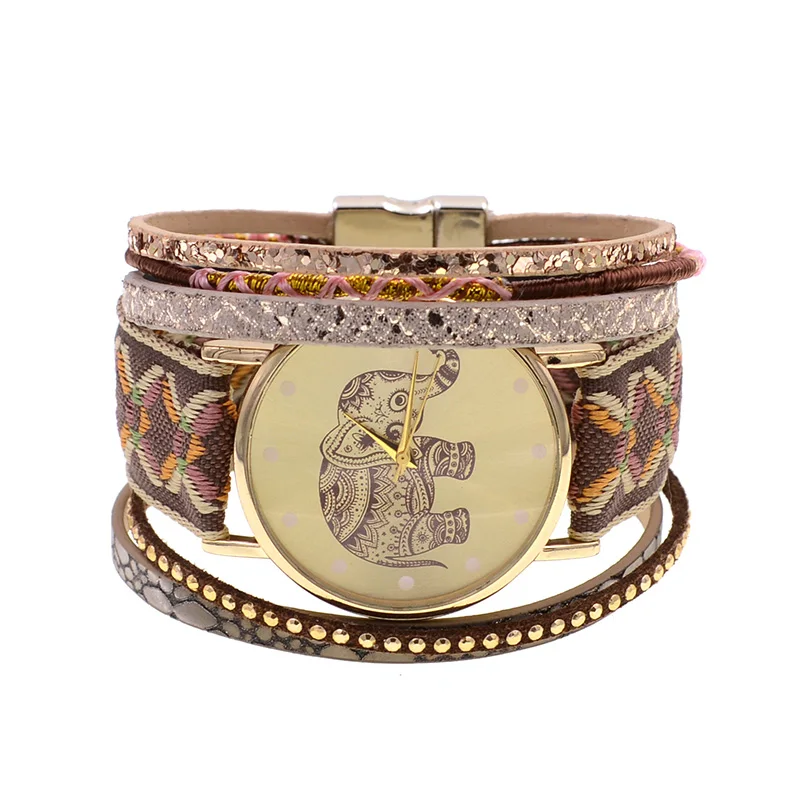 WELLMORE женские часы кожаный браслет часы модные повседневные ленты слон кварцевые часы для женщин