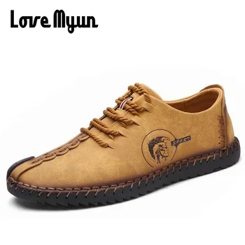 

Very fashion mens genuine leather shoes casual Breathable Comfortable Loafers Driving shoes retro lace up sneakers shoes AE-17
