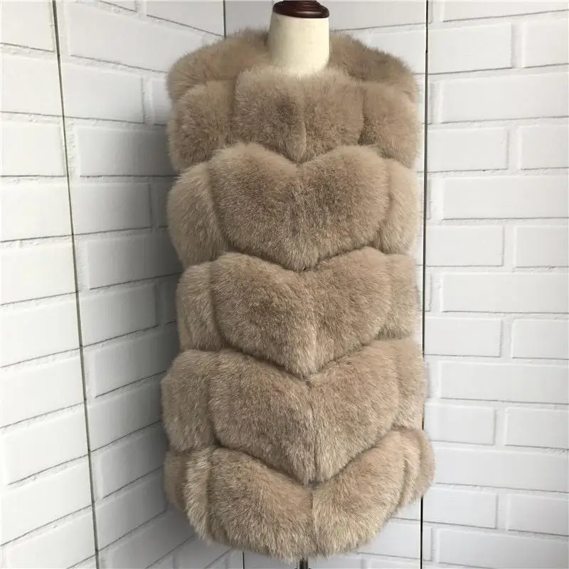 

real fox fur vest outerwear fur overcoat long design sweater vest waistcoat women's