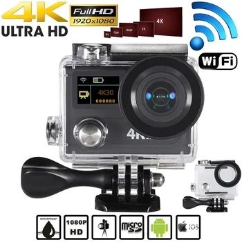 

Wifi Sports Action Camera 12MP Ultra HD 170°Wide-angle Waterproof 30M Cam 2" Dual LCD Screen 360 Play 4K 30fps 1080P 60fps