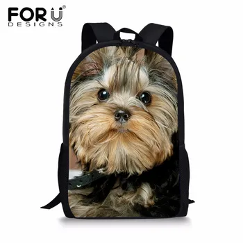 

FORUDESIGNS Cute Yorkshire Printing Children School Bags Backpacks Teenager Boys Girls Shoulder School Book bag Mochila Escolar