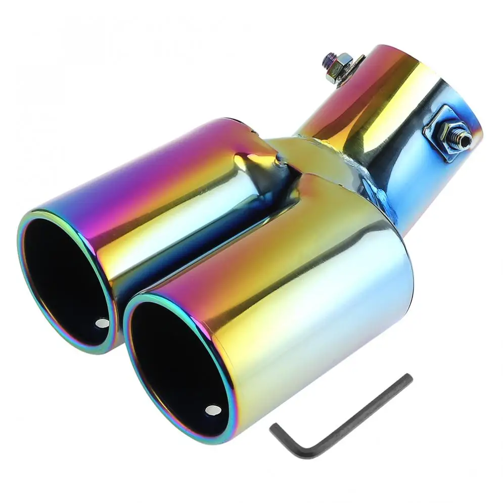 2 In 1 Universal All Enamel Double Exhaust Tail Throat Stainless Steel