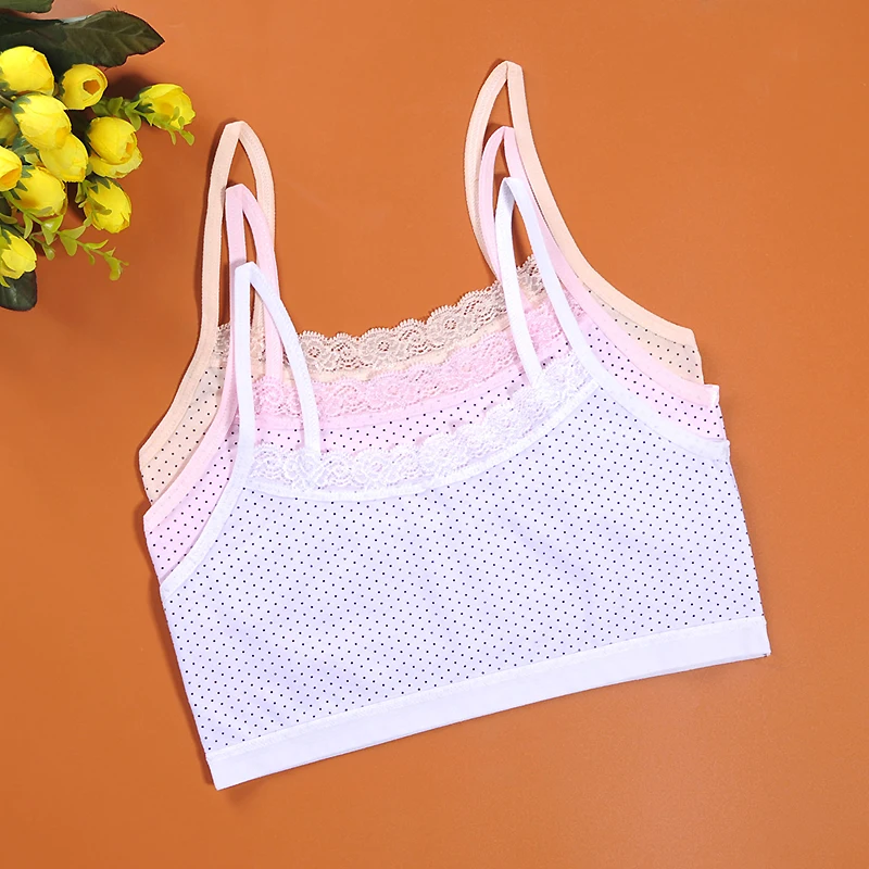 

Lace vest bra summer Lingerie Underwear Cotton/Spandex Teens Teenage Little Girl's 6-12 Years Kids Ribbon elastic 1piece