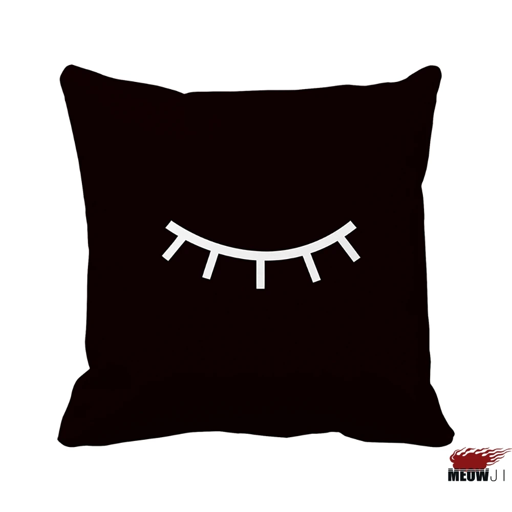 

[MIAOJI] <Quote> Soft Durable Pillow Cover Black and White Abstract Wink Eyes Multi Size Throw Pillow Case Free Shipping