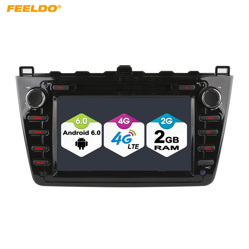 

FEELDO 8" Android 6.0 (64bit) DDR3 2G/16G/4G LTE Quad Core Car DVD GPS Radio Head Unit For Mazda 6 (GJ;2008~2012)