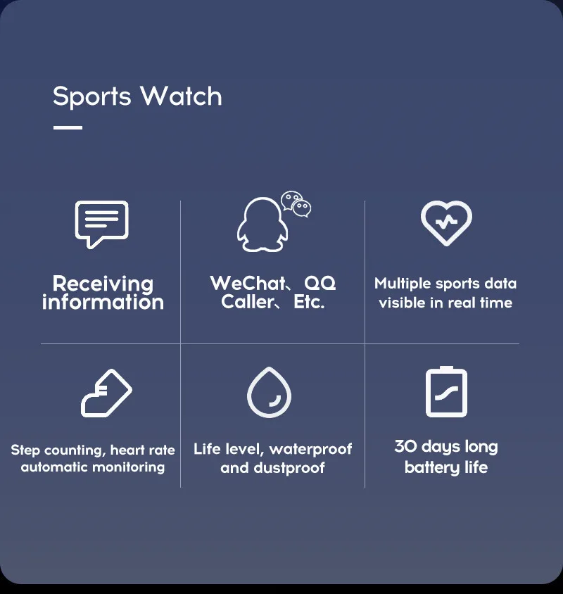 LYKRY A6S Smart Bracelet Fitness Tracker Heart Rate Blood Pressure Monitor Smart Band IP67 Waterproof Sports For Android IOS+Box (5)