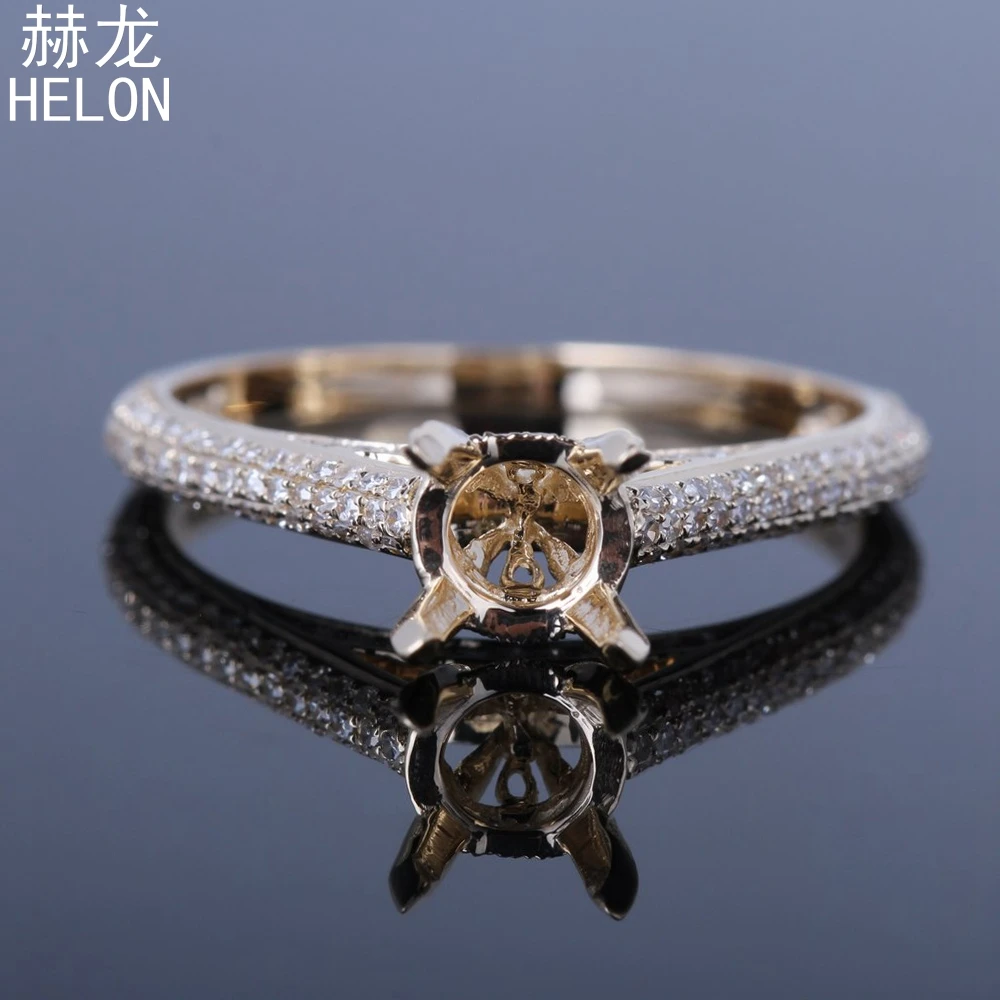 Твердые 10 К (417) желтое Золото круглая огранка 6-7 мм полу крепление 0.52ct 100% из натуральной бриллиантами Обручение Мода изысканные Jewery кольцо
