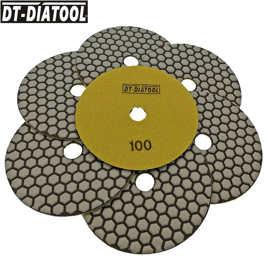 DT DIATOOL 7pcs 125MM Resin Bond Diamond Flexible Sanding Disc B Dry Polishing Pads For Granite