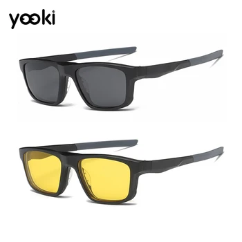 

2019 Magnetic Spectacle Glasses Frame With 4 Pieces Polarized Sunglasses Clip-on Night Vision Glasses for Driving