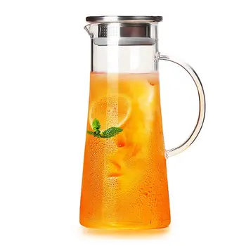

ONEISALL 1500ML Large Capacity Water Teapot with Stainless Strainer, Borosilicate Glass Water Pitcher with Stainless Steel Lid