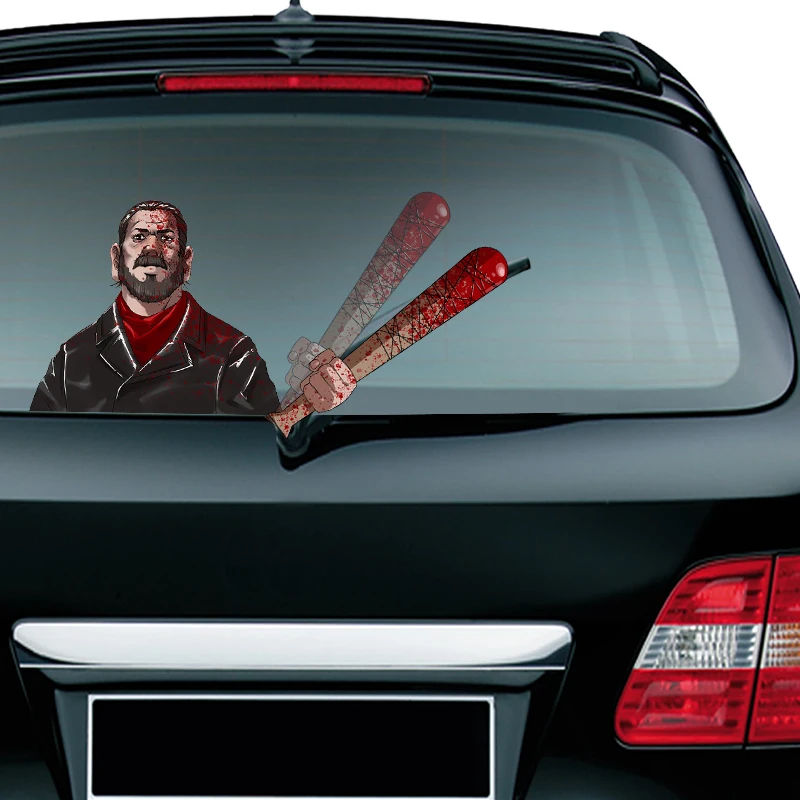

Negan and Lucille Waving Wiper Decals PVC Car Styling Rear Window Wiper Stickers Rear Windshield Stickers Car Stickers And Decal