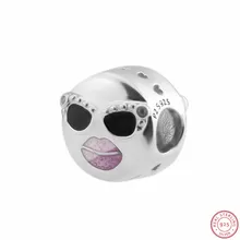 Стерлингового серебра 925 пробы, с камнями, черные солнцезащитные очки, фиолетовые, Pout Stay Cool Beads DIY Fit PANDORA Подвески для женщин, ювелирные изделия FL764