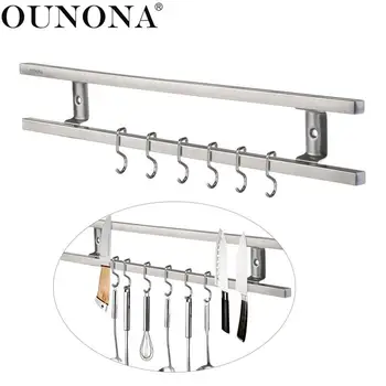 

OUNONA Wall-mounted Magnetic Knife Holder Double Bar Rack for Knives Utensils Kitchen Sets Home Organization
