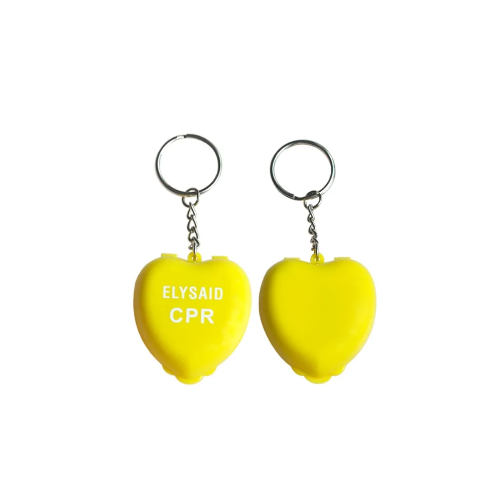 100Pcs/Lot CPR Heart Resuscitator Face Mask With KeyChain First Aid One way valve Emergency Rescue Training Heart Box Package