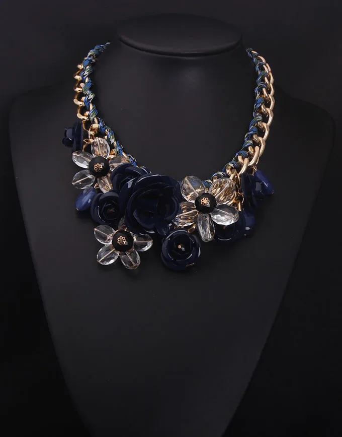 MayJim, массивные ожерелья,, массивная большая цепочка, дерево, смола, колье, кристалл, цветок, ожерелья и подвески, винтажные женские ювелирные изделия - Окраска металла: blue