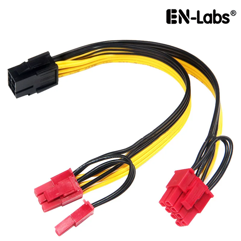 EnLabs 20CM PCIe 6pin to 2x8pin(6+2) PCI-E Power Splitter Cable,Dual PCIe 8pin Ethereum Mining Video Card GPU Power Supply Cable